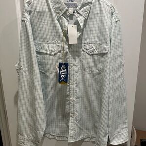 AFTCO Men's Light Green Checkered Shirt